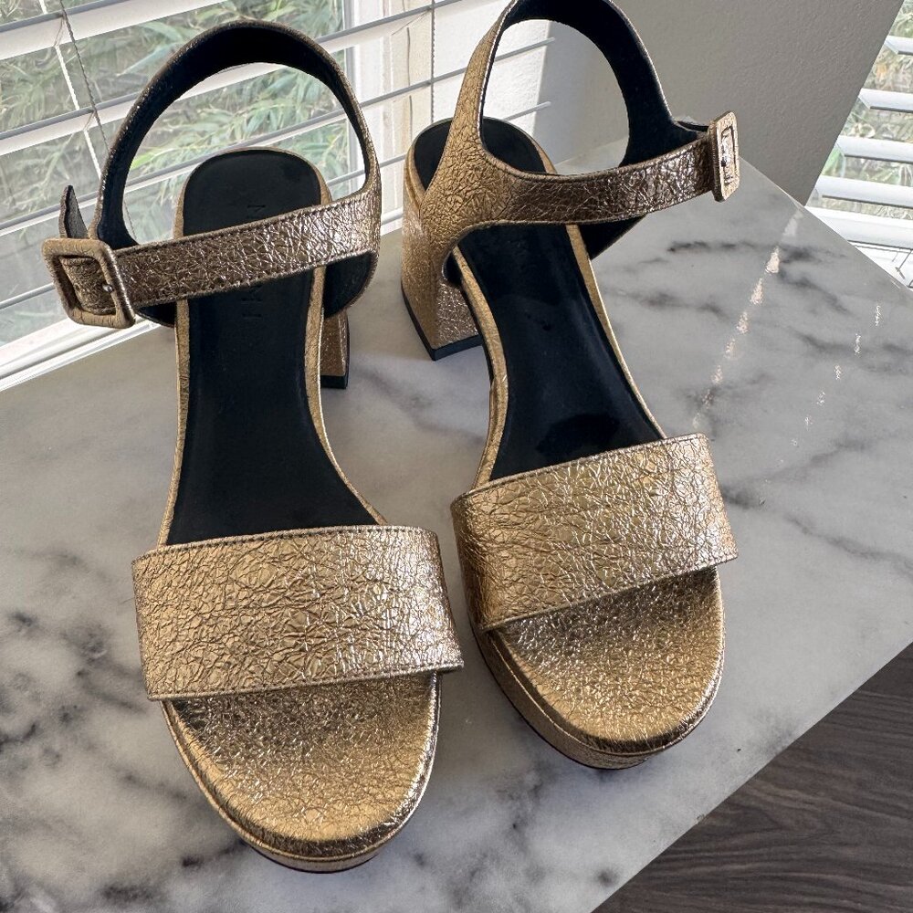 M. Gemi Lizza Nuova Limited Edition Warm Gold leather platform sandals 35.5, EUC - Picture 8 of 9